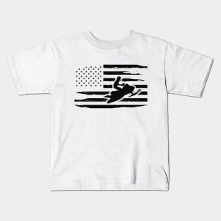 Snowmobile and american flag Kids T-Shirt